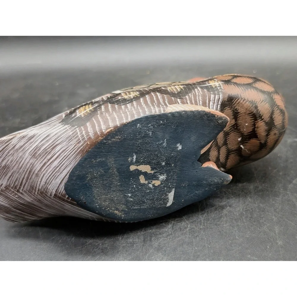 Vintage Hand Painted Wooden Duck Decoy Figurine Rustic Cabin Decor Waterfowl 8
